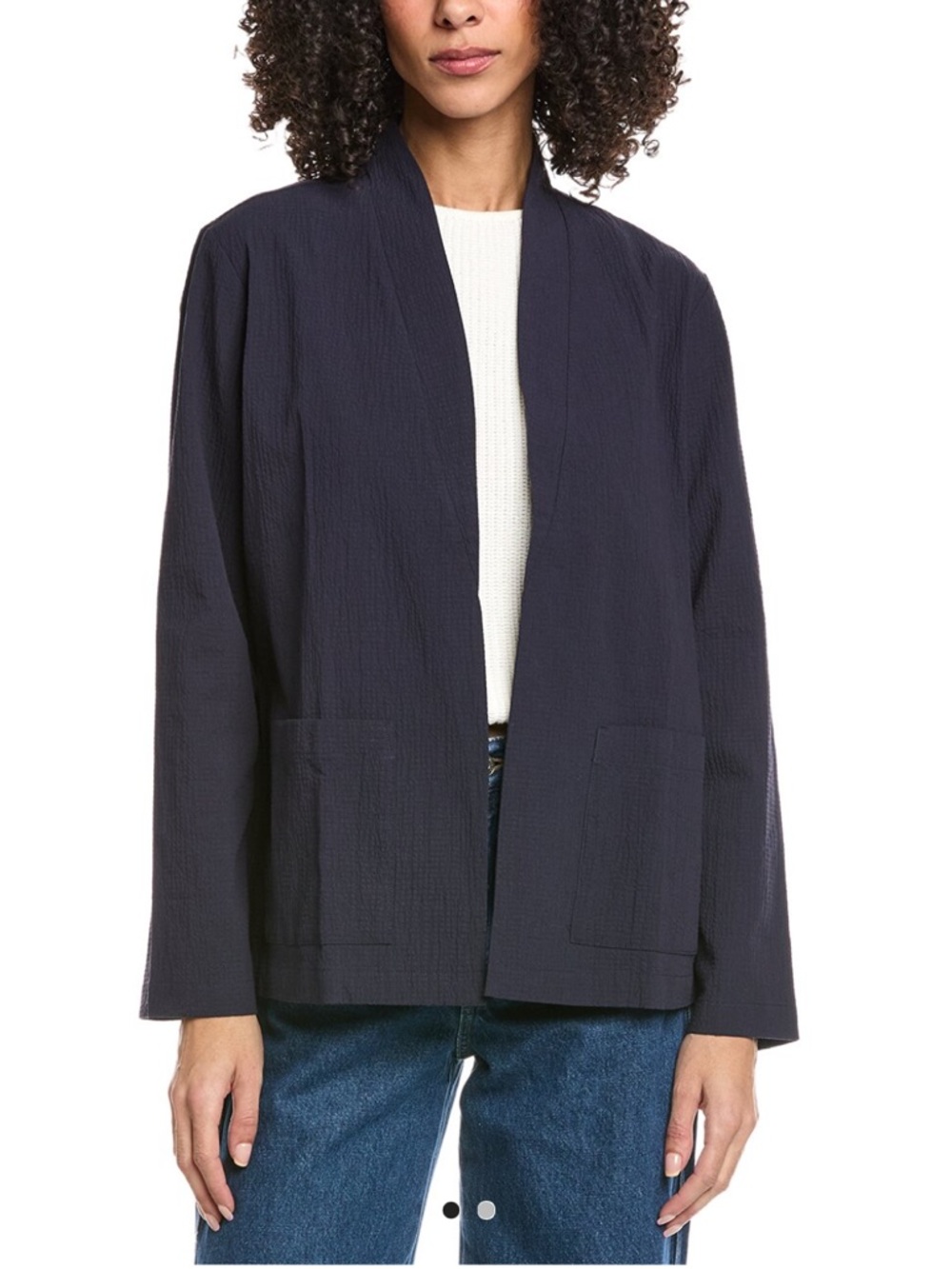 J. Jill linen Navy Open-Front Jacket XS petite pure linen